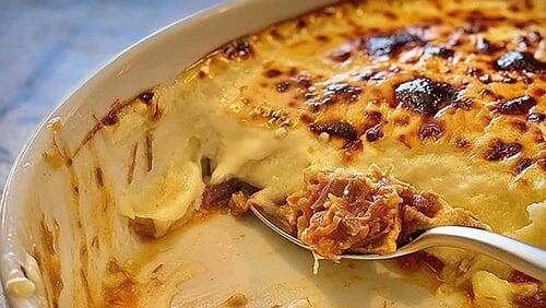 Hachis parmentier de canard, crème de parmesan