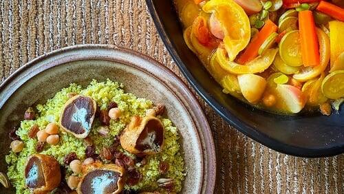 Couscous de légumes, beignets de dattes à la ricotta