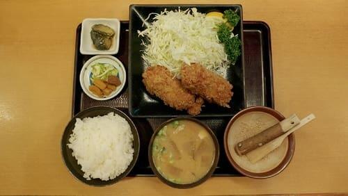 Hirekatsu Gozen and Seafood Cream Croquette in Miyamaedaira, Kawasaki City, Kanagawa Prefecture