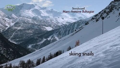 skiing snails / black slope for gastropod skiers