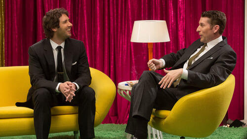 Josh Groban Wears a Suit and Striped Socks