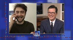 Stephen Colbert from home, with Daniel Radcliffe, Jonathan Karl, John Prine