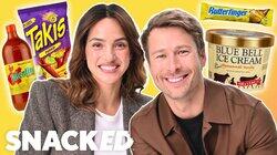 Glen Powell and Adria Arjona Swap Favorite Snacks